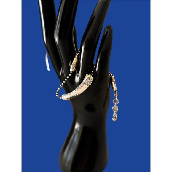 BRIGHTON BILBAO BAR Link SILVER Crystal Plaque Pretty BRACELET - Picture 2 of 6